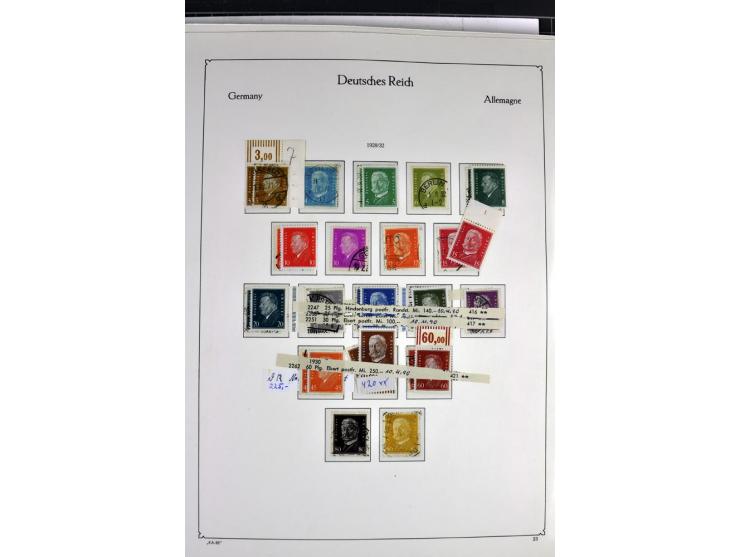1872/1945, postfrische, ungebrauchte und gestempelte Sammlung mit u.a. Mi.-Nr. 66, VI auf Karte, 177, 179, 196I, 438-39, Bl.2