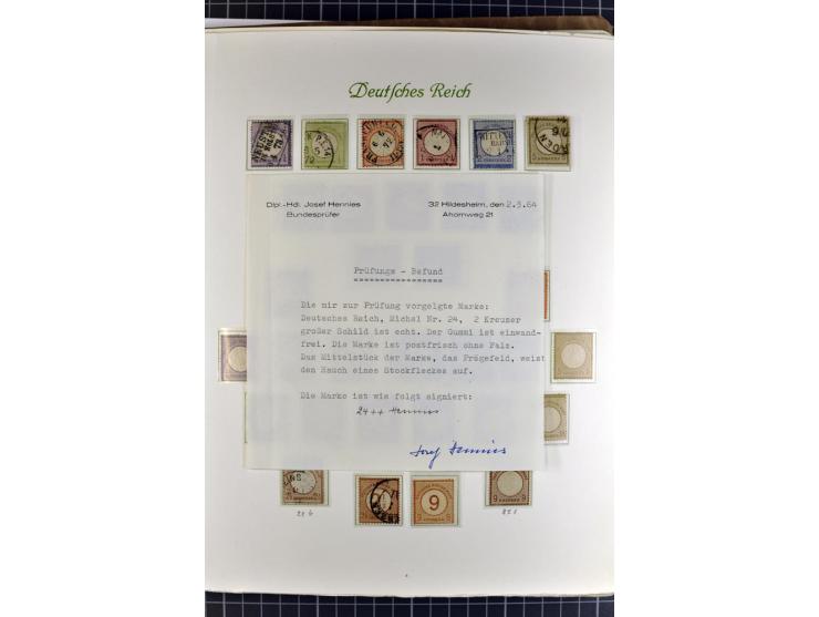 1872/1945, postfrische, ungebrauchte und gestempelte Sammlung mit u.a. Mi.-Nr. 24 sign. und Befund Hennies, 66II, 438-39, 456