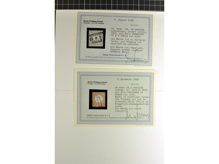 1872/1923, vorwiegend gestempelte Sammlung, beginnend mit einem schönen Brustschildteil, dabei u.a. Mi.-Nr. 24 und 28 je mit 