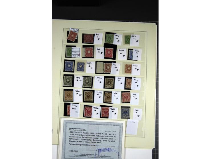 1875/99, Pfennige bis Krone/Adler, ungebrauchte und postfrische Sammlung mit besseren Farben und einigen Zwistenstegpaaren, v