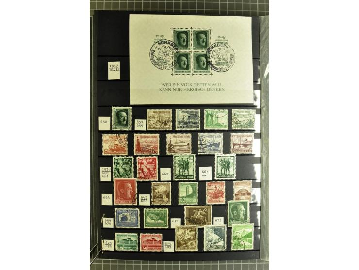 1875/1945, meist gestempelte Sammlung mit einigen besseren und kpl. Ausgaben, ab Weimar bis auf Bl.2 augenscheinlich komplett