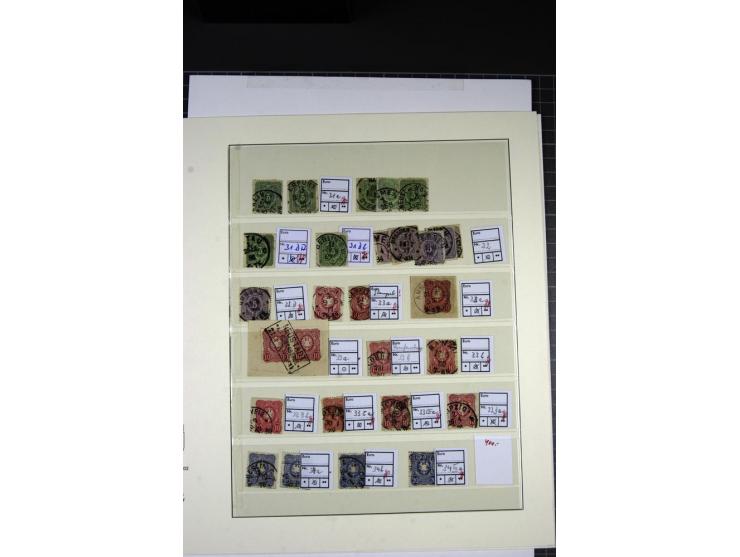 1875/99, Pfennige bis Krone/Adler, gestempelte Sammlung mit vielen Farben, Plattenfehlern und Zähnungsvarianten, bessere meis