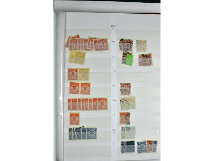  1915/23, postfrischer, ungebrauchter und gestempelter reichhaltiger Bestand mit u.a. Mi.-Nr. 104bF, 118a, 138PFIII postfrisc