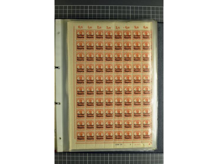 1916/23, sehr umfangreicher Bogenposten Inflation inkl. etwas Bayern mit hunderten von Bogen (vermutlich über 1000) in Mappen