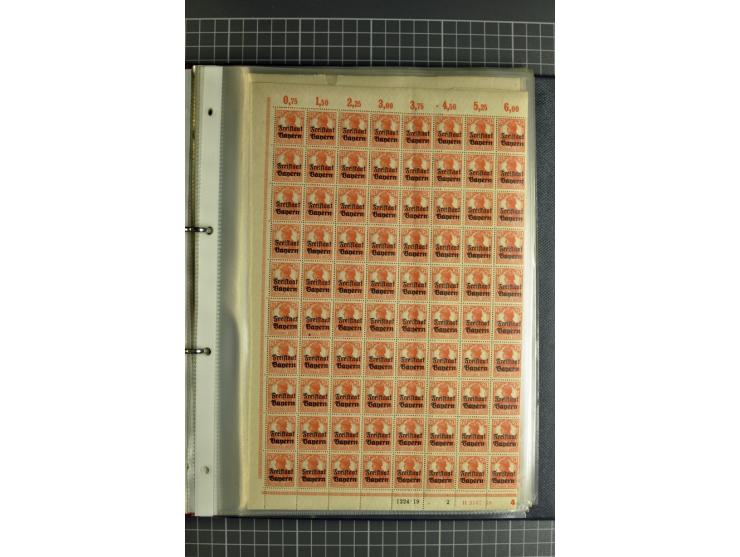 1916/23, sehr umfangreicher Bogenposten Inflation inkl. etwas Bayern mit hunderten von Bogen (vermutlich über 1000) in Mappen