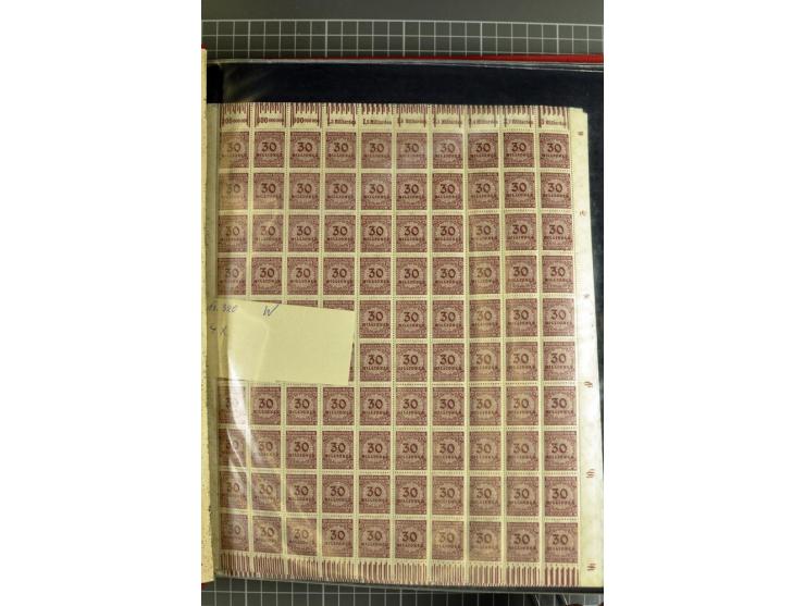 1916/23, sehr umfangreicher Bogenposten Inflation inkl. etwas Bayern mit hunderten von Bogen (vermutlich über 1000) in Mappen