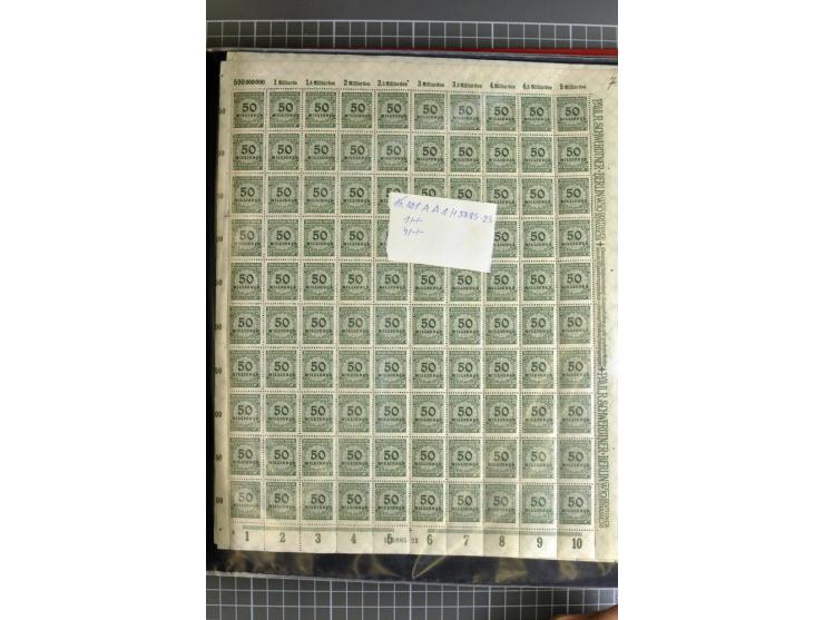 1916/23, sehr umfangreicher Bogenposten Inflation inkl. etwas Bayern mit hunderten von Bogen (vermutlich über 1000) in Mappen