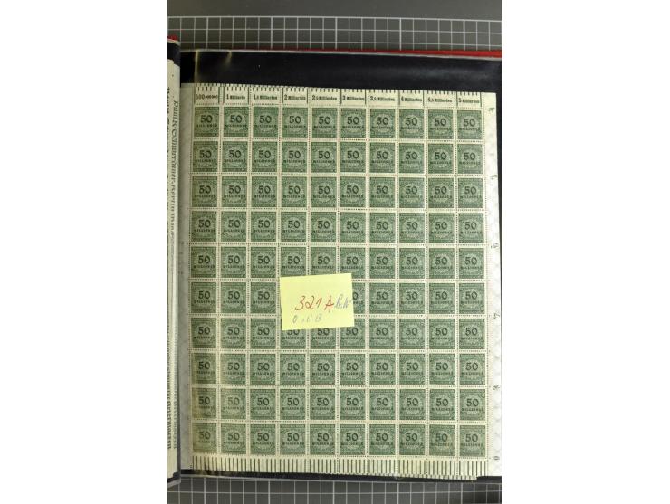 1916/23, sehr umfangreicher Bogenposten Inflation inkl. etwas Bayern mit hunderten von Bogen (vermutlich über 1000) in Mappen