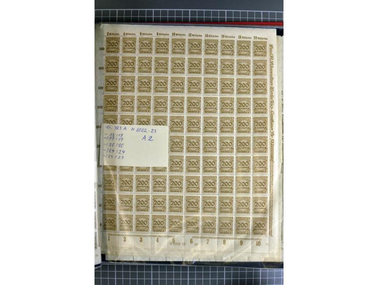 1916/23, sehr umfangreicher Bogenposten Inflation inkl. etwas Bayern mit hunderten von Bogen (vermutlich über 1000) in Mappen