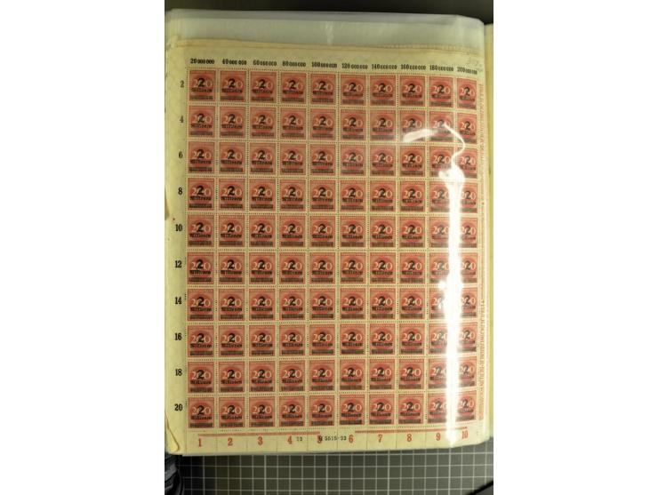 1916/23, sehr umfangreicher Bogenposten Inflation inkl. etwas Bayern mit hunderten von Bogen (vermutlich über 1000) in Mappen