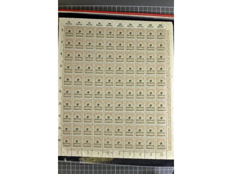 1916/23, sehr umfangreicher Bogenposten Inflation inkl. etwas Bayern mit hunderten von Bogen (vermutlich über 1000) in Mappen