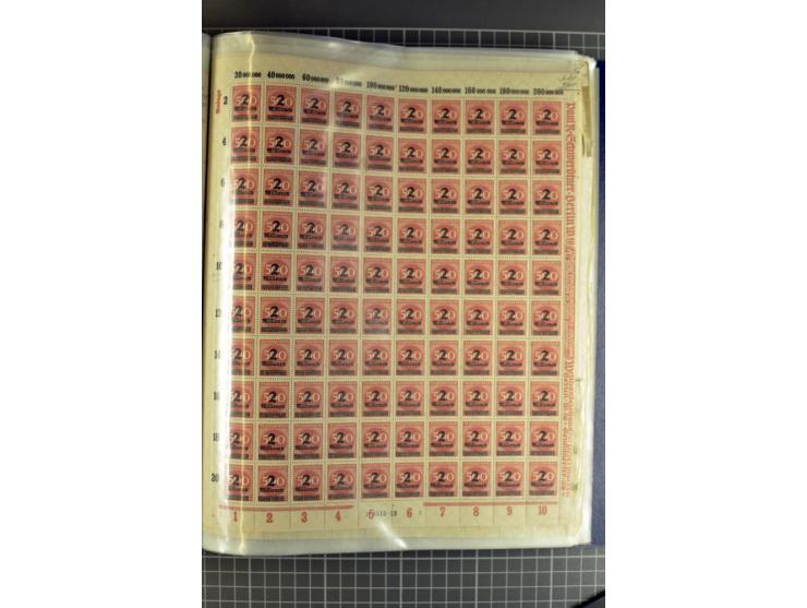 1916/23, sehr umfangreicher Bogenposten Inflation inkl. etwas Bayern mit hunderten von Bogen (vermutlich über 1000) in Mappen