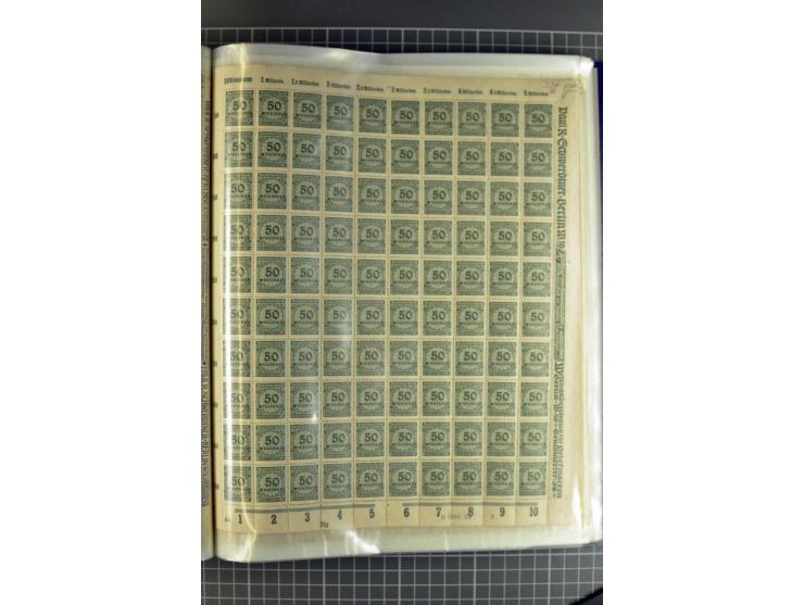 1916/23, sehr umfangreicher Bogenposten Inflation inkl. etwas Bayern mit hunderten von Bogen (vermutlich über 1000) in Mappen