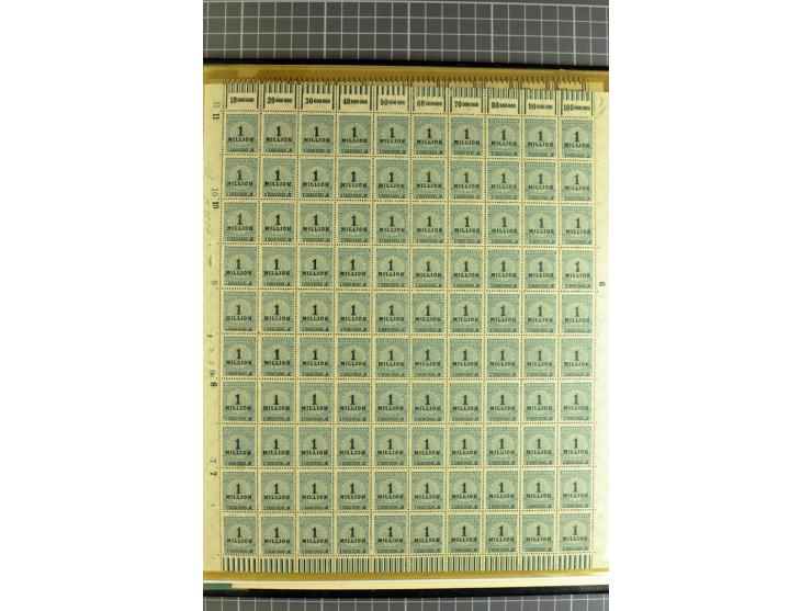 1916/23, sehr umfangreicher Bogenposten Inflation inkl. etwas Bayern mit hunderten von Bogen (vermutlich über 1000) in Mappen
