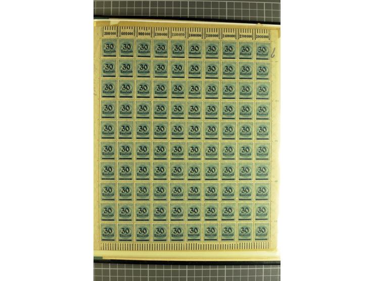 1916/23, sehr umfangreicher Bogenposten Inflation inkl. etwas Bayern mit hunderten von Bogen (vermutlich über 1000) in Mappen