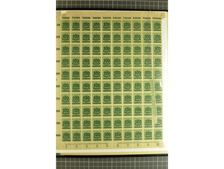 1916/23, sehr umfangreicher Bogenposten Inflation inkl. etwas Bayern mit hunderten von Bogen (vermutlich über 1000) in Mappen