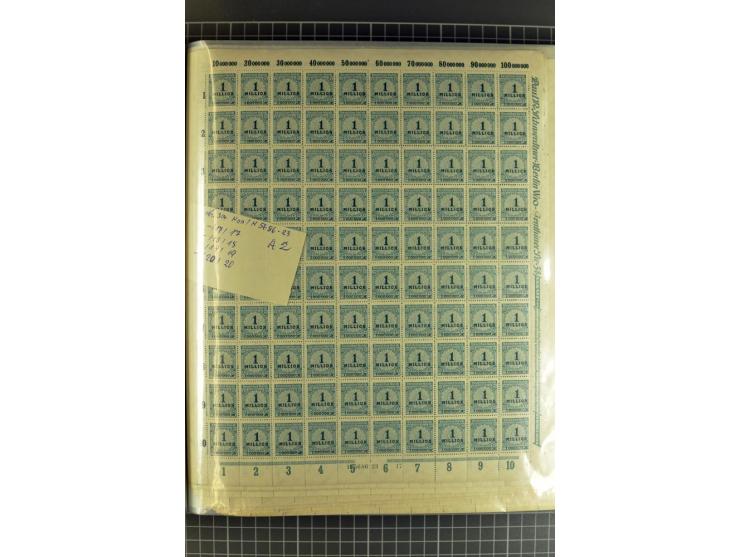 1916/23, sehr umfangreicher Bogenposten Inflation inkl. etwas Bayern mit hunderten von Bogen (vermutlich über 1000) in Mappen
