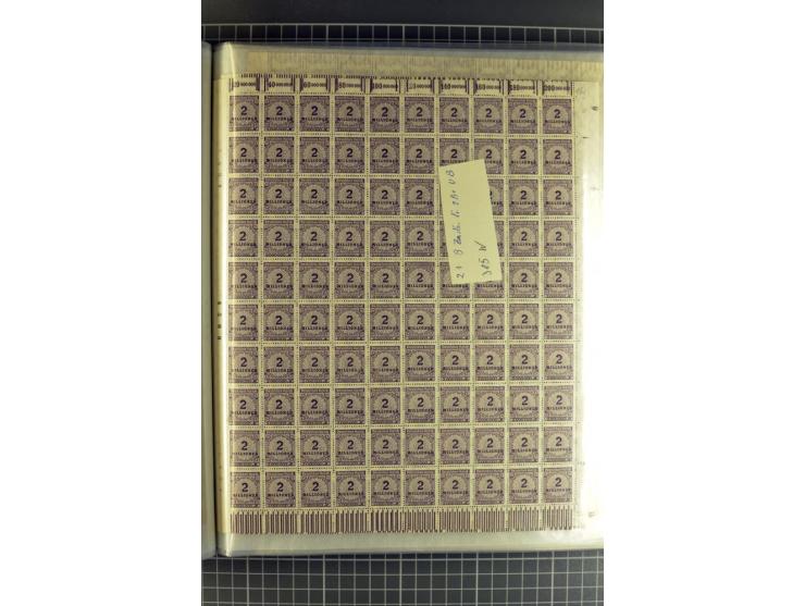 1916/23, sehr umfangreicher Bogenposten Inflation inkl. etwas Bayern mit hunderten von Bogen (vermutlich über 1000) in Mappen