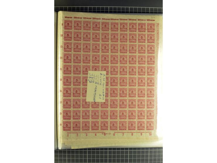 1916/23, sehr umfangreicher Bogenposten Inflation inkl. etwas Bayern mit hunderten von Bogen (vermutlich über 1000) in Mappen