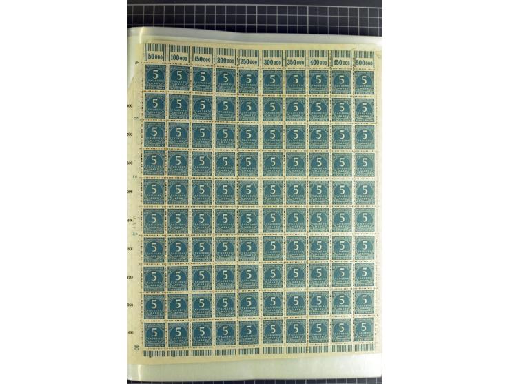 1916/23, sehr umfangreicher Bogenposten Inflation inkl. etwas Bayern mit hunderten von Bogen (vermutlich über 1000) in Mappen