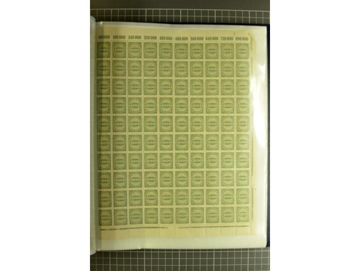 1916/23, sehr umfangreicher Bogenposten Inflation inkl. etwas Bayern mit hunderten von Bogen (vermutlich über 1000) in Mappen