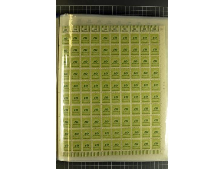 1916/23, sehr umfangreicher Bogenposten Inflation inkl. etwas Bayern mit hunderten von Bogen (vermutlich über 1000) in Mappen
