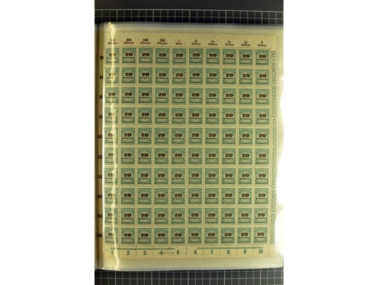 1916/23, sehr umfangreicher Bogenposten Inflation inkl. etwas Bayern mit hunderten von Bogen (vermutlich über 1000) in Mappen