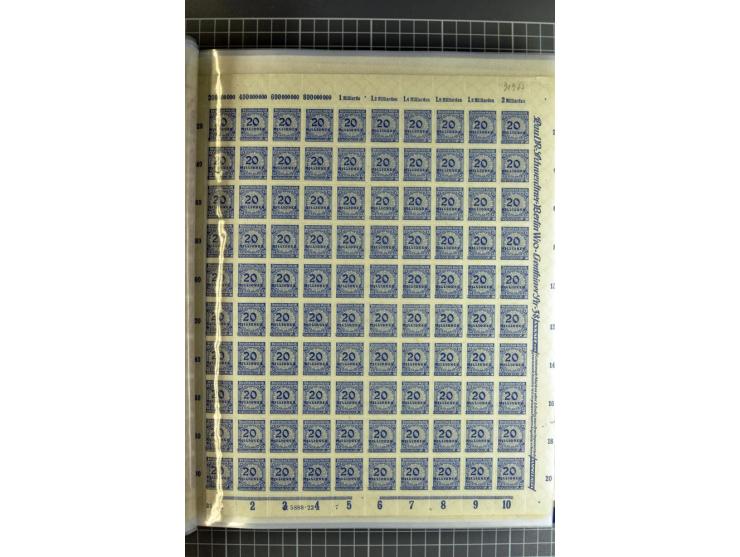 1916/23, sehr umfangreicher Bogenposten Inflation inkl. etwas Bayern mit hunderten von Bogen (vermutlich über 1000) in Mappen