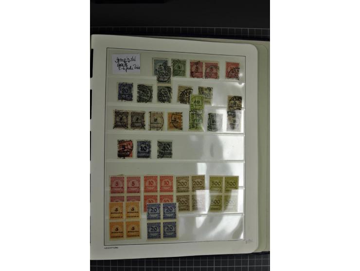 1919/23, Infla-Spezialsammlung, ganz überwiegend gestempelt mit Dienstmarkenteil, dabei viele gute Farben, Plattenfehler, Obe