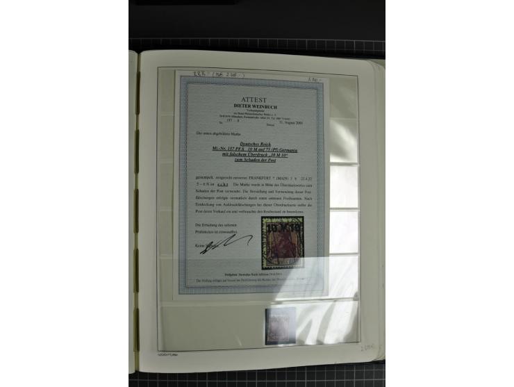 1919/23, Infla-Spezialsammlung, ganz überwiegend gestempelt mit Dienstmarkenteil, dabei viele gute Farben, Plattenfehler, Obe