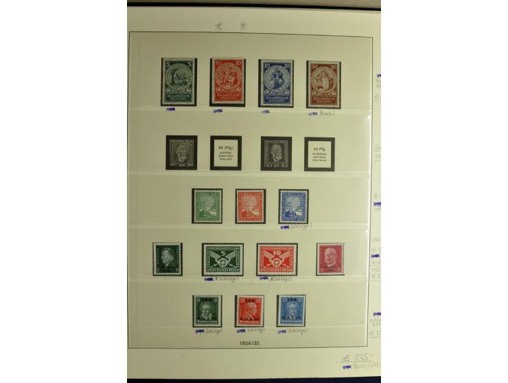 1923/45, sehr gut besetzte 4bändige Sammlung, ganz überwiegend postfrisch, einiges zusätzlich gestempelt; dabei Infla mit Far