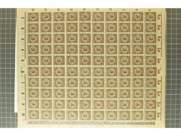 1923, Korbdeckel 3-100 Pfg., per 100 im Originalgummi, postfrisch (Mi.-Nr. 338-43; Mi. 11.000,- ohne HAN etc.)