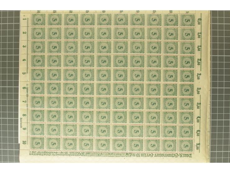 1923, Korbdeckel 3-100 Pfg., per 100 im Originalgummi, postfrisch (Mi.-Nr. 338-43; Mi. 11.000,- ohne HAN etc.)