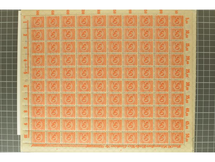 1923, Korbdeckel 3-100 Pfg., per 100 im Originalgummi, postfrisch (Mi.-Nr. 338-43; Mi. 11.000,- ohne HAN etc.)
