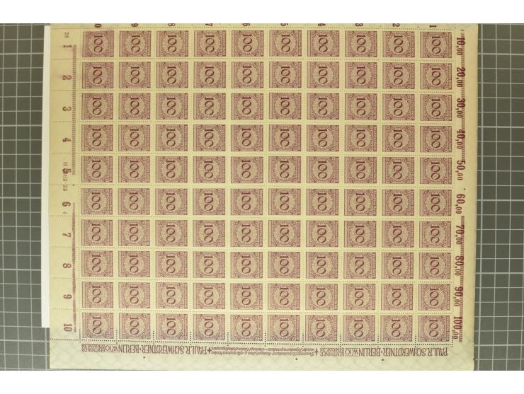 1923, Korbdeckel 3-100 Pfg., per 100 im Originalgummi, postfrisch (Mi.-Nr. 338-43; Mi. 11.000,- ohne HAN etc.)