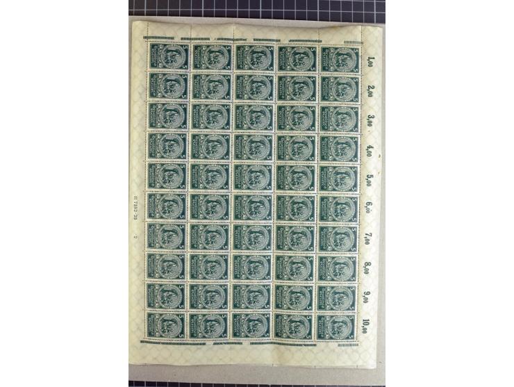 1924, Nothilfe 5-50 Pfg., per 50 in Bogen(teilen), postfrisch (Mi.-Nr. 351-54; Mi. 8.000,- ohne HAN)