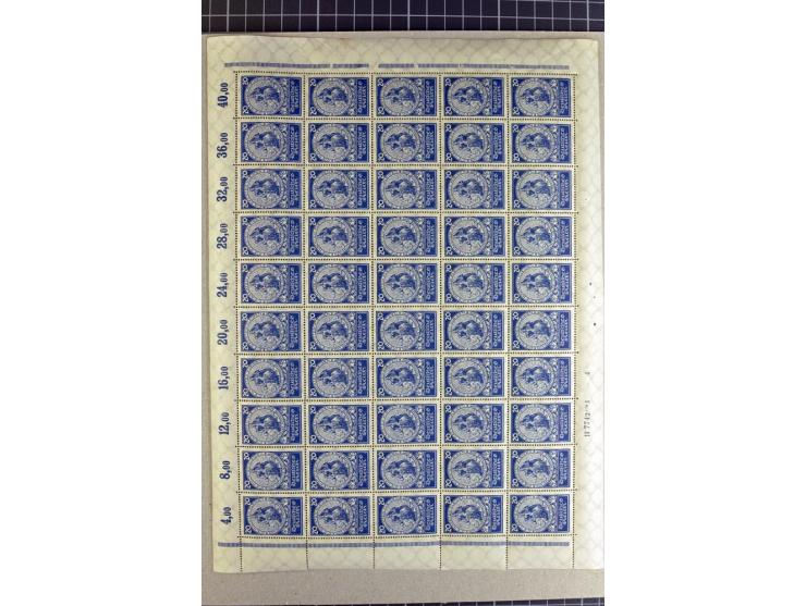 1924, Nothilfe 5-50 Pfg., per 50 in Bogen(teilen), postfrisch (Mi.-Nr. 351-54; Mi. 8.000,- ohne HAN)