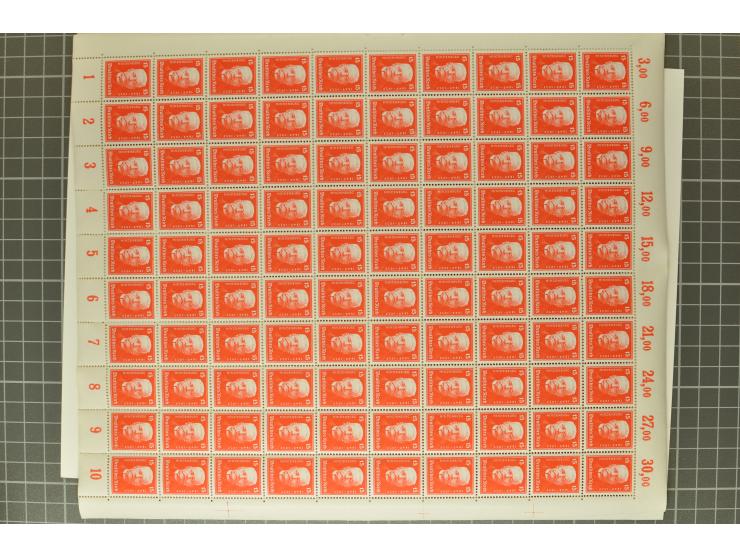 1927, Hindeburg 8-50 Pfg., per 100 im Originalbogen, postfrisch (Mi.-Nr. 403-406; Mi. 10.000,- ohne HAN etc.)