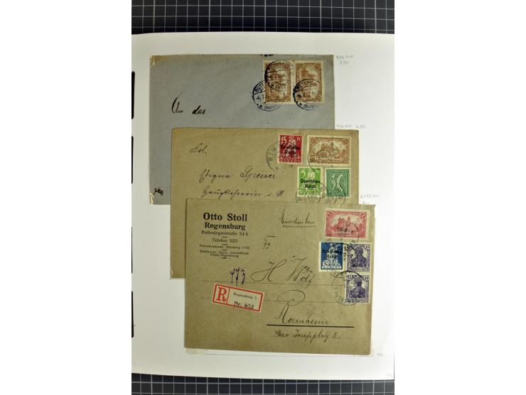 1872/1945, umfangreiche Sammlung Briefe und Karten ab Brustschilde mit nachverwendeten Stempeln, Hufeisenstempeln, des Weiter