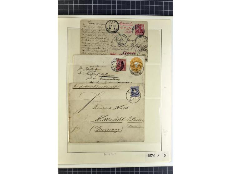 1872/1945, umfangreiche Sammlung Briefe und Karten ab Brustschilde mit nachverwendeten Stempeln, Hufeisenstempeln, des Weiter
