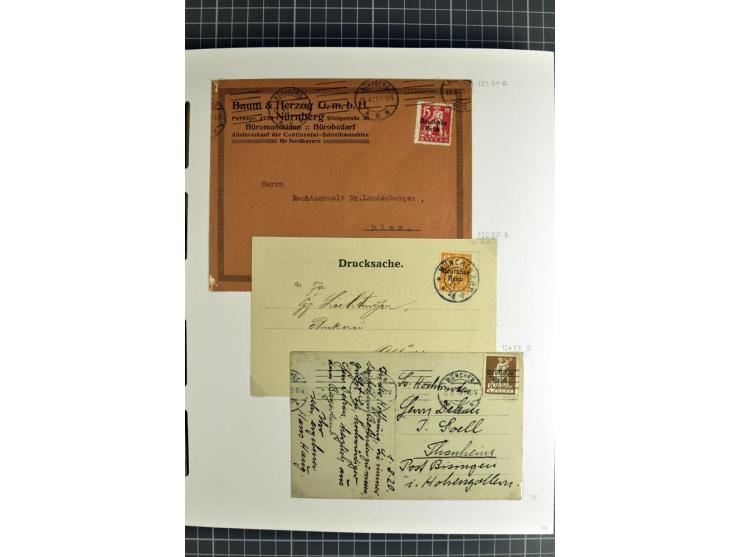 1872/1945, umfangreiche Sammlung Briefe und Karten ab Brustschilde mit nachverwendeten Stempeln, Hufeisenstempeln, des Weiter