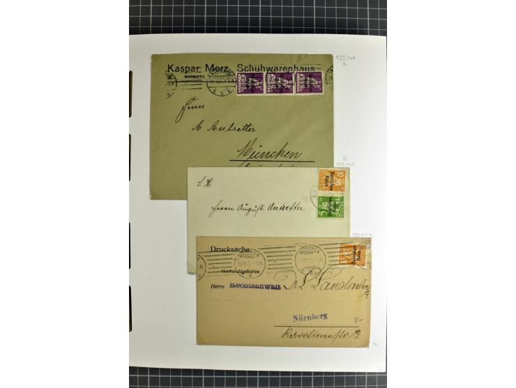1872/1945, umfangreiche Sammlung Briefe und Karten ab Brustschilde mit nachverwendeten Stempeln, Hufeisenstempeln, des Weiter