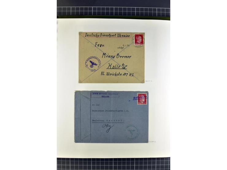 1872/1945, umfangreiche Sammlung Briefe und Karten ab Brustschilde mit nachverwendeten Stempeln, Hufeisenstempeln, des Weiter
