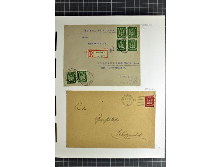 1872/1945, umfangreiche Sammlung Briefe und Karten ab Brustschilde mit nachverwendeten Stempeln, Hufeisenstempeln, des Weiter