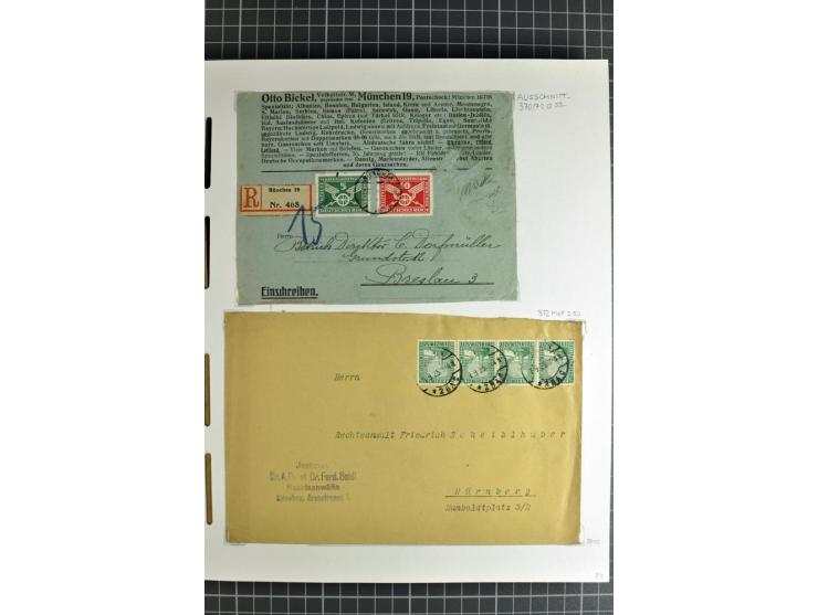 1872/1945, umfangreiche Sammlung Briefe und Karten ab Brustschilde mit nachverwendeten Stempeln, Hufeisenstempeln, des Weiter