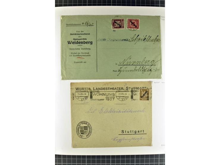 1872/1945, umfangreiche Sammlung Briefe und Karten ab Brustschilde mit nachverwendeten Stempeln, Hufeisenstempeln, des Weiter