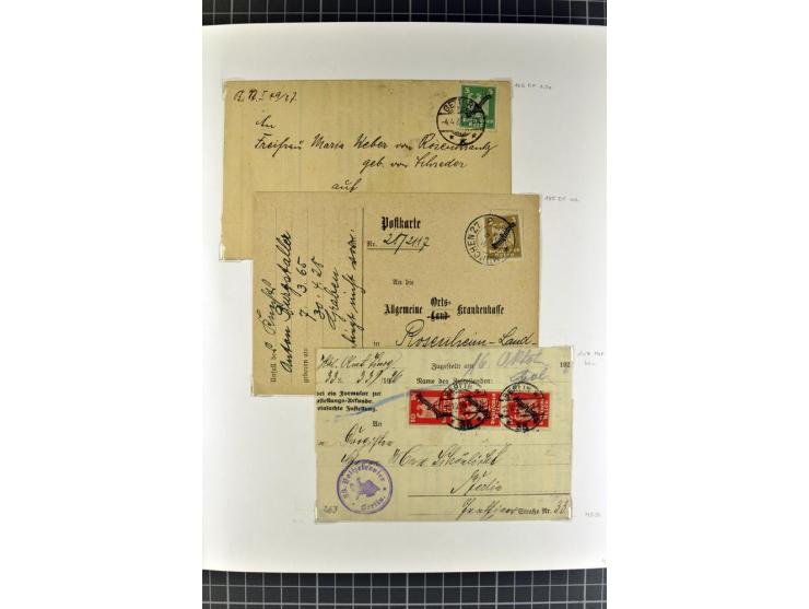 1872/1945, umfangreiche Sammlung Briefe und Karten ab Brustschilde mit nachverwendeten Stempeln, Hufeisenstempeln, des Weiter