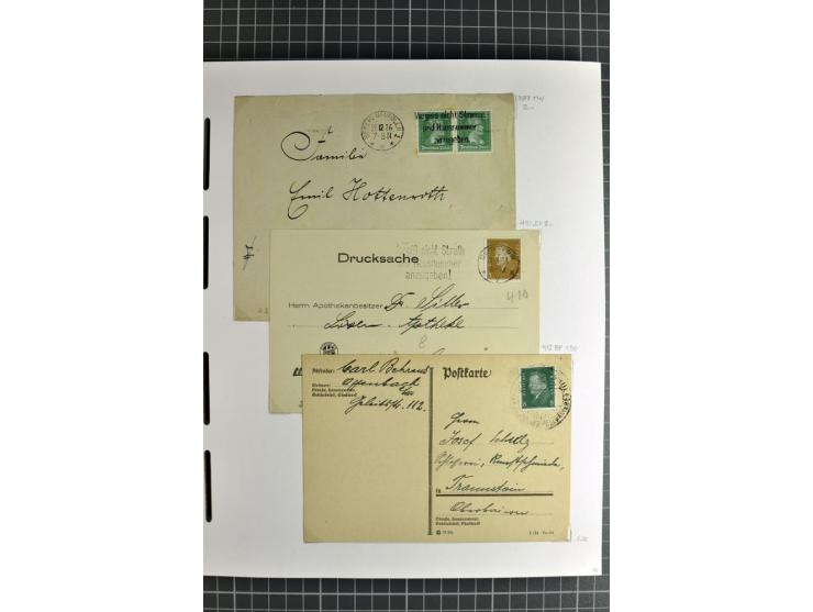 1872/1945, umfangreiche Sammlung Briefe und Karten ab Brustschilde mit nachverwendeten Stempeln, Hufeisenstempeln, des Weiter
