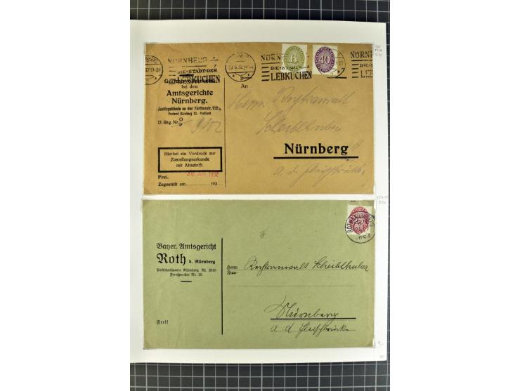 1872/1945, umfangreiche Sammlung Briefe und Karten ab Brustschilde mit nachverwendeten Stempeln, Hufeisenstempeln, des Weiter