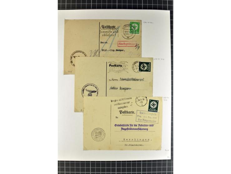 1872/1945, umfangreiche Sammlung Briefe und Karten ab Brustschilde mit nachverwendeten Stempeln, Hufeisenstempeln, des Weiter
